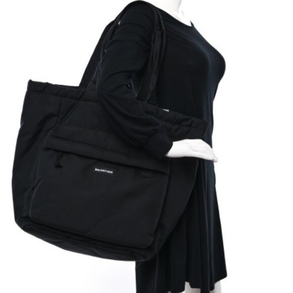 NWT1050 Balenciaga Black Explorer XL Canvas Tote Large Carry All Shoulder Bag - Picture 6 of 16